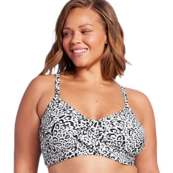 Kona Sol Black And Cream Cheetah Print Bikini Top, Size X (Size 14), NWOT - Picture 1 of 11